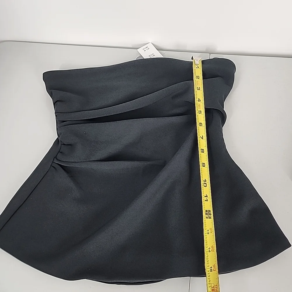 NEW Abercrombie & Fitch Strapless Side Ruched Top Size Medium Black fitted - Picture 10 of 11